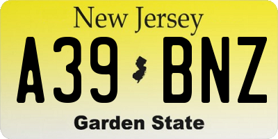 NJ license plate A39BNZ