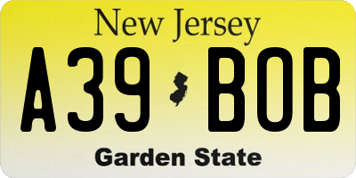 NJ license plate A39BOB