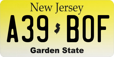 NJ license plate A39BOF