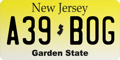 NJ license plate A39BOG