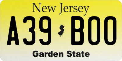 NJ license plate A39BOO