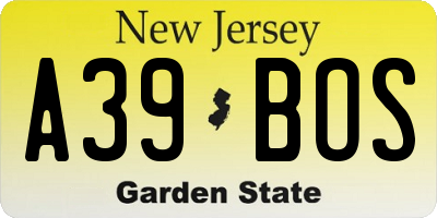 NJ license plate A39BOS