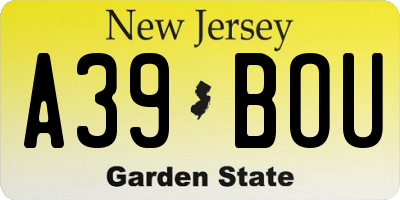 NJ license plate A39BOU