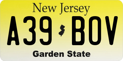NJ license plate A39BOV