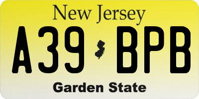NJ license plate A39BPB