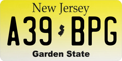 NJ license plate A39BPG