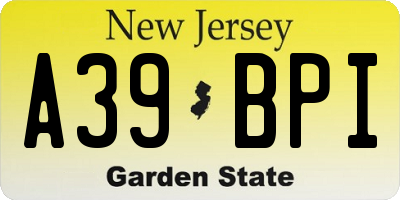 NJ license plate A39BPI