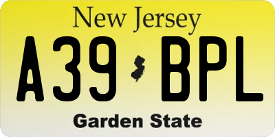 NJ license plate A39BPL