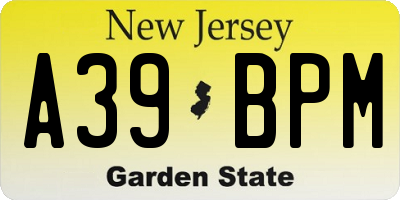 NJ license plate A39BPM