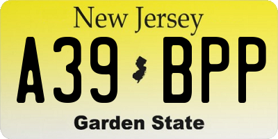 NJ license plate A39BPP