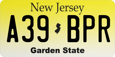 NJ license plate A39BPR