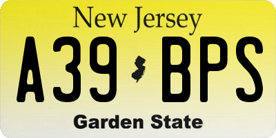 NJ license plate A39BPS