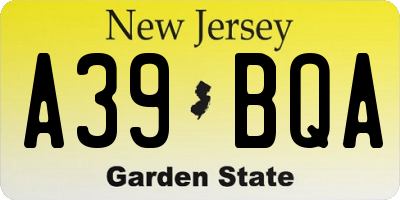 NJ license plate A39BQA