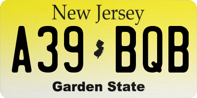 NJ license plate A39BQB