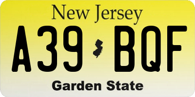 NJ license plate A39BQF