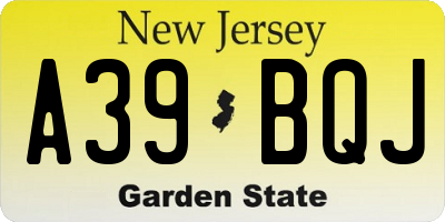 NJ license plate A39BQJ