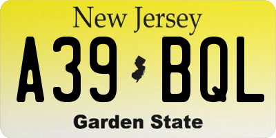 NJ license plate A39BQL