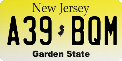 NJ license plate A39BQM