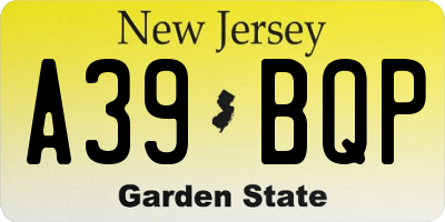 NJ license plate A39BQP