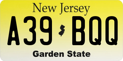 NJ license plate A39BQQ
