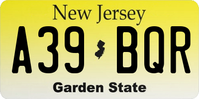 NJ license plate A39BQR