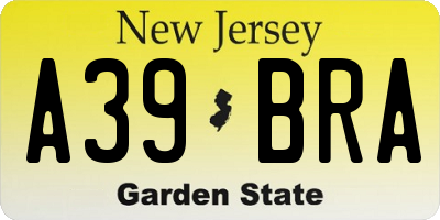 NJ license plate A39BRA