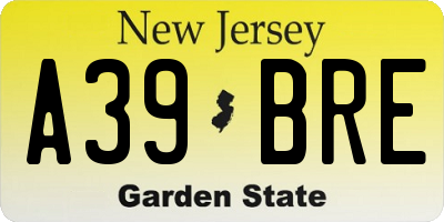 NJ license plate A39BRE