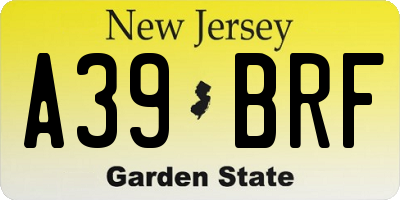 NJ license plate A39BRF