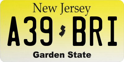 NJ license plate A39BRI