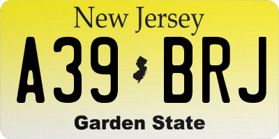 NJ license plate A39BRJ