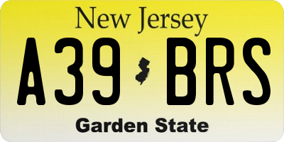 NJ license plate A39BRS