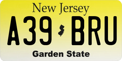 NJ license plate A39BRU