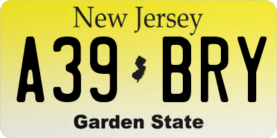 NJ license plate A39BRY