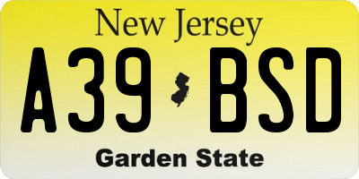 NJ license plate A39BSD