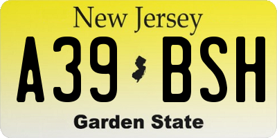 NJ license plate A39BSH