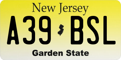 NJ license plate A39BSL