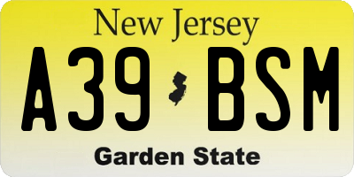 NJ license plate A39BSM