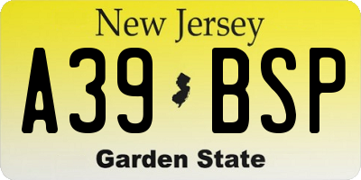 NJ license plate A39BSP