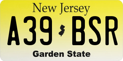 NJ license plate A39BSR