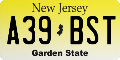 NJ license plate A39BST