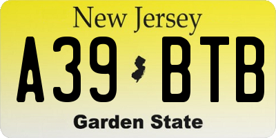NJ license plate A39BTB