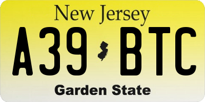 NJ license plate A39BTC