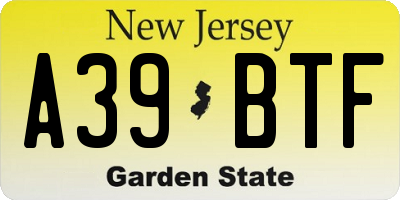 NJ license plate A39BTF