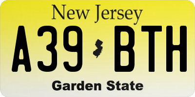 NJ license plate A39BTH