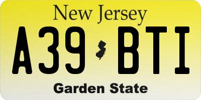 NJ license plate A39BTI