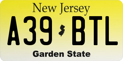 NJ license plate A39BTL