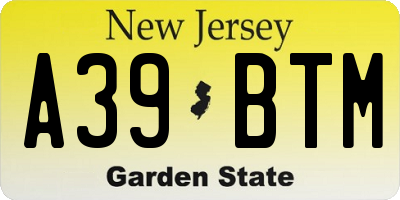 NJ license plate A39BTM