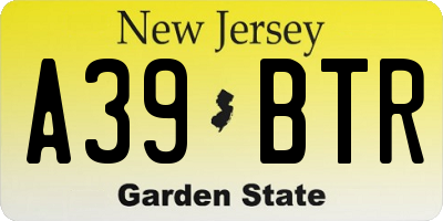 NJ license plate A39BTR