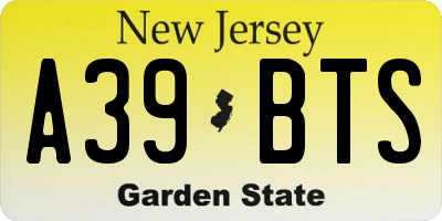 NJ license plate A39BTS