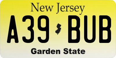 NJ license plate A39BUB